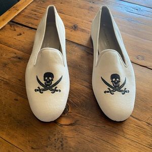 Stubbs and Wootton Palm Beach size 8.5 White and Navy Blue Skeleton Shoes